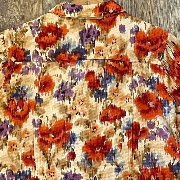 COLDWATER CREEK Women's Petite XS Fall Floral Button Up Long Sleeve Denim Jacket - Picture 10 of 13